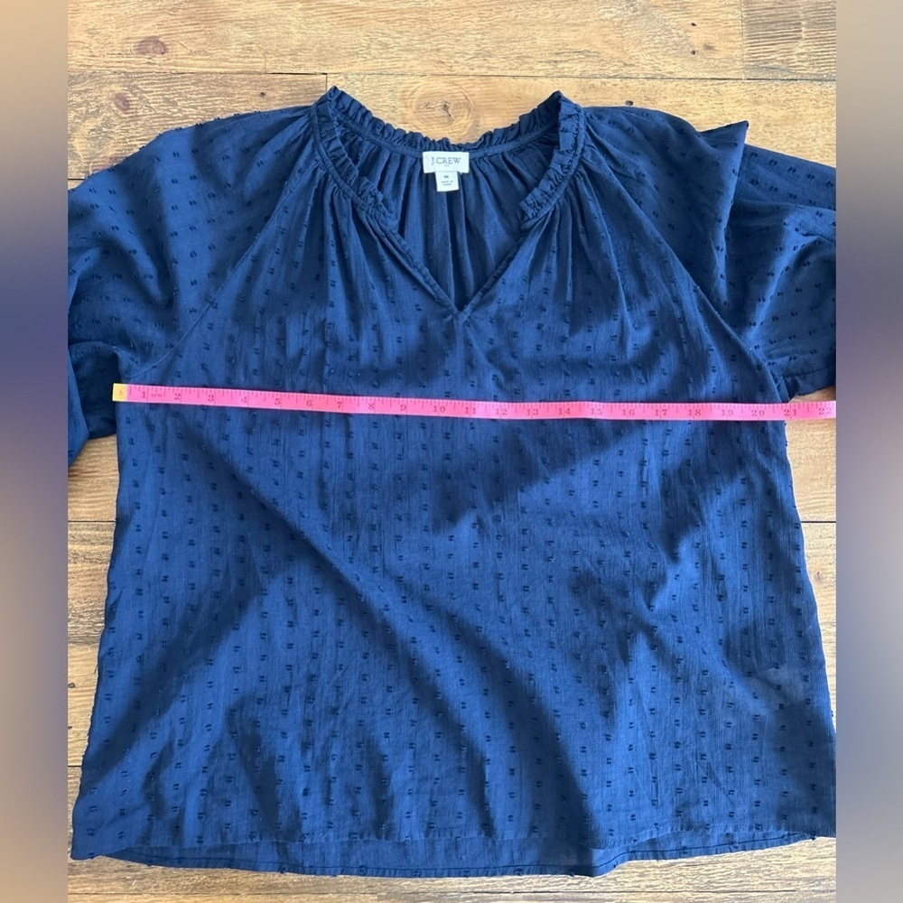 J CREW Navy Clip-dot smocked-neck top - Picture 11 of 14